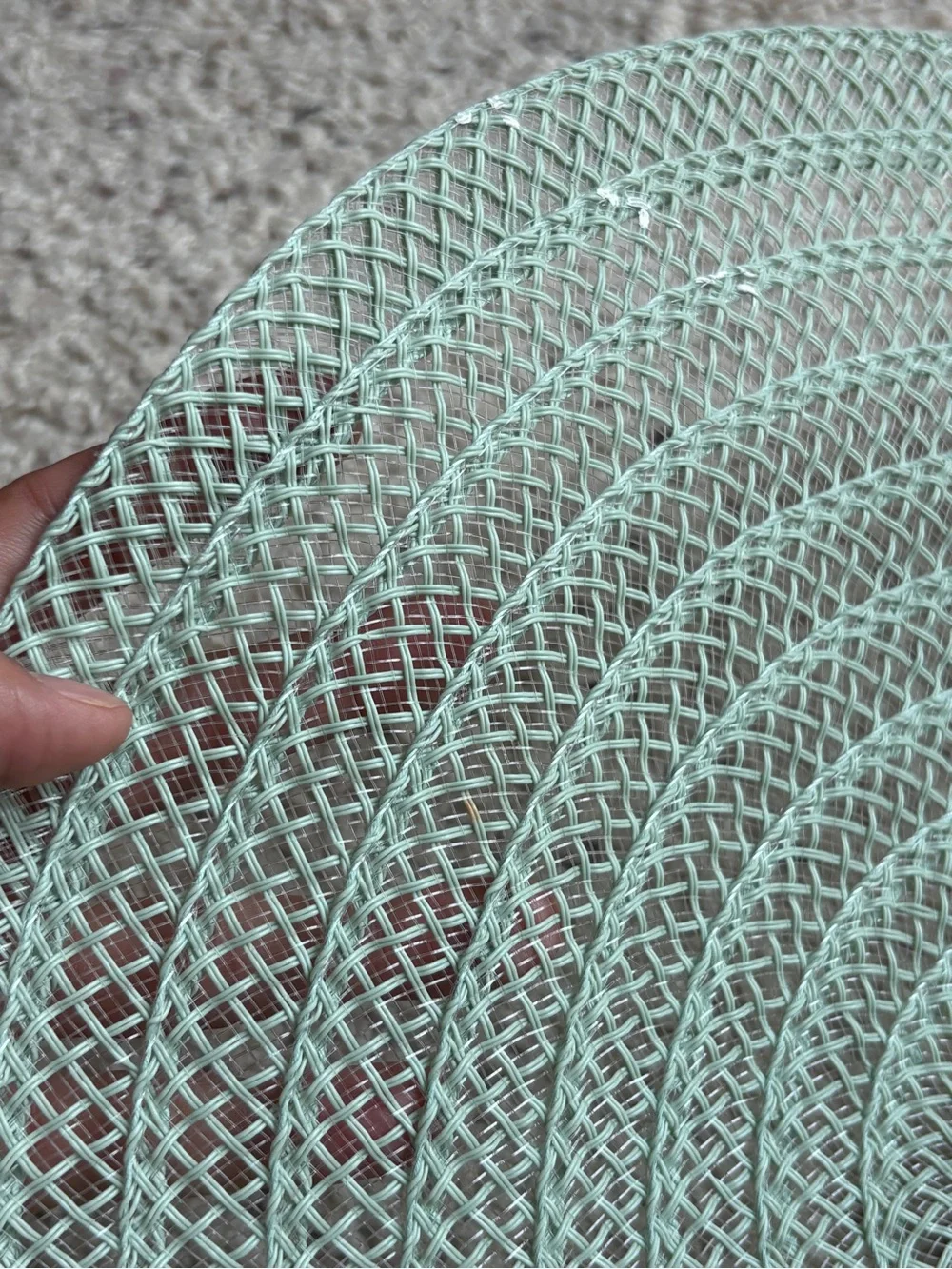 Set of 4 Sage Green Round Braided Placemats 12”